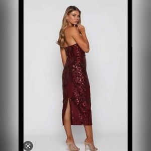 Elle Zeitoune Red Shimmer Sequin Dress Size 8 AUS (Small 4 US)